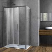 Душевая уголок прямоугольный VSR-3SO8012CLGM 1200х800x1950 профиль вороненая сталь стекло прозрачное VINCEA