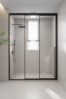 Душевая дверь раздвижная PR3/L-140-01-B-C4 1400x2000 Цвет профиля Чёрный матовый Стекло Прозрачное Veconi