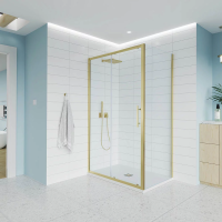 Душевой угол раздвижной E1-SP-G-10070-01-C9 1000х700x1950 Цвет профиля Золото брашинг Стекло  Прозрачное Veconi