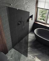 Душевая перегородка в профиле MaybahGlass 1950*690 Стекло 8 мм Графит матовый   Профиль: Узкий, Цвет Хром матовый MGD-704-5у