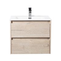 База под раковину подвесная с двумя выкатными ящиками KRAFT-600-2C-SO-RGB Rovere Galifax Bianco 610х460х515 (с керамической раковиной) BelBagno