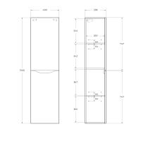 Шкаф подвесной, с двумя распашными дверцами с доводчиками, две полки внутри, левосторонний FLY-MARINO-1500-2A-SC-RW-P-L BelBagno
