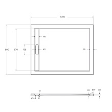 Поддон литой из искусственного мрамора, прямоугольный TRAY-AS-AH-100/80-30-W 1000x800x30 Cezares