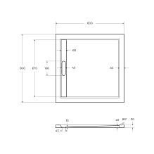 Поддон литой из искусственного мрамора, квадратный. TRAY-AS-A-80-30-W 800x800x30 Cezares